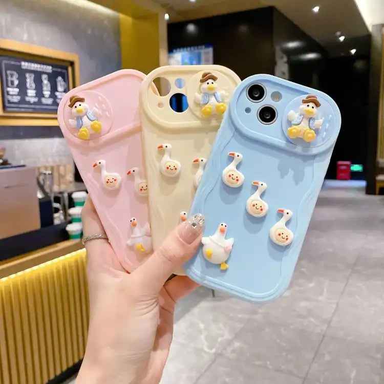 Creative 3D Duck Design Sliding Window Full Coverage Phone Case