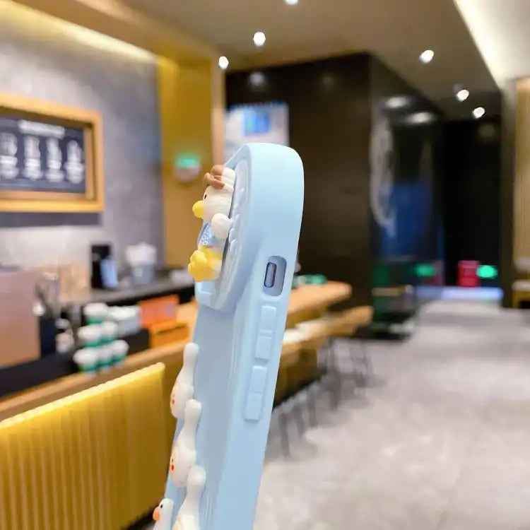 Creative 3D Duck Design Sliding Window Full Coverage Phone Case