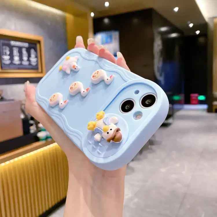 Creative 3D Duck Design Sliding Window Full Coverage Phone Case