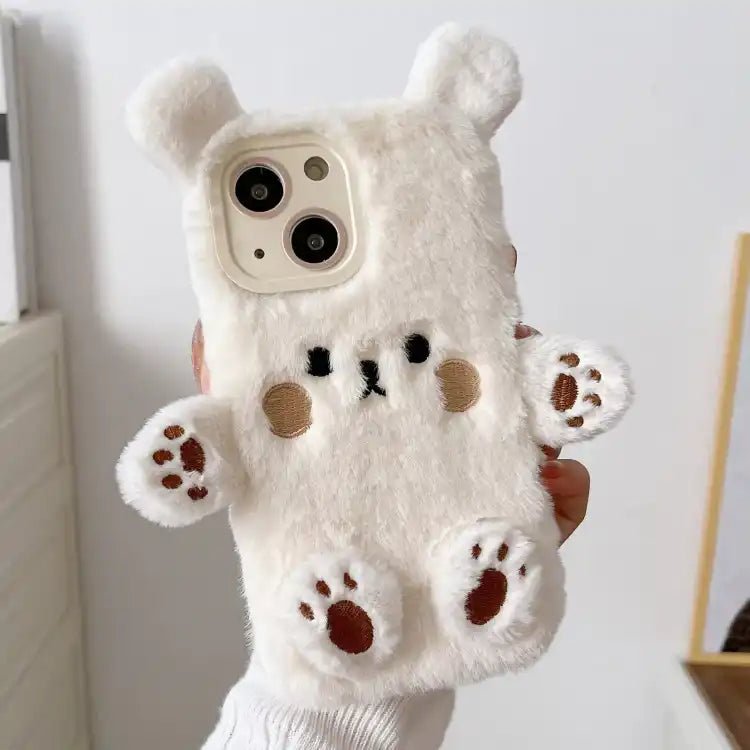 3D Smiling Little Bear Plush Phone Case