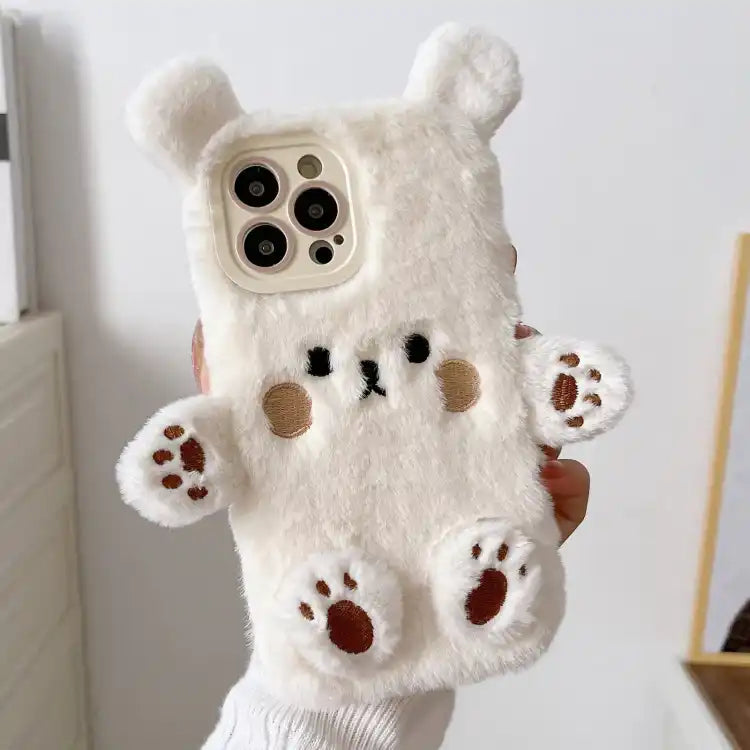 3D Smiling Little Bear Plush Phone Case