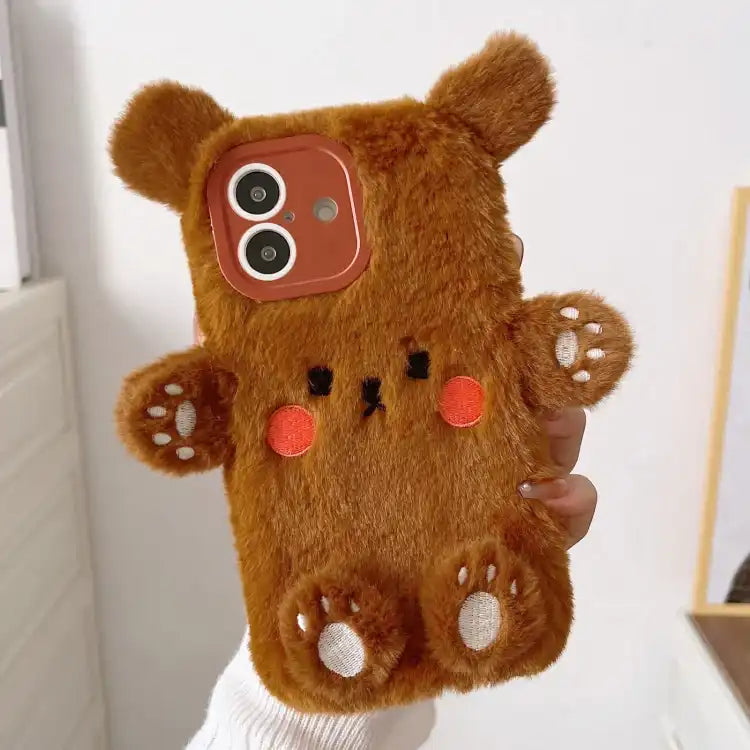 3D Smiling Little Bear Plush Phone Case