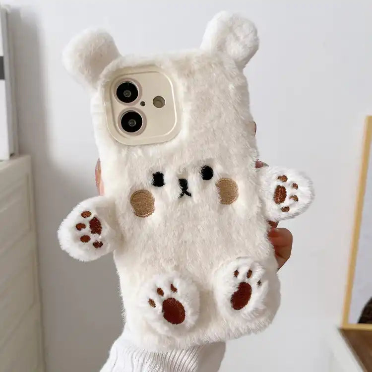 3D Smiling Little Bear Plush Phone Case