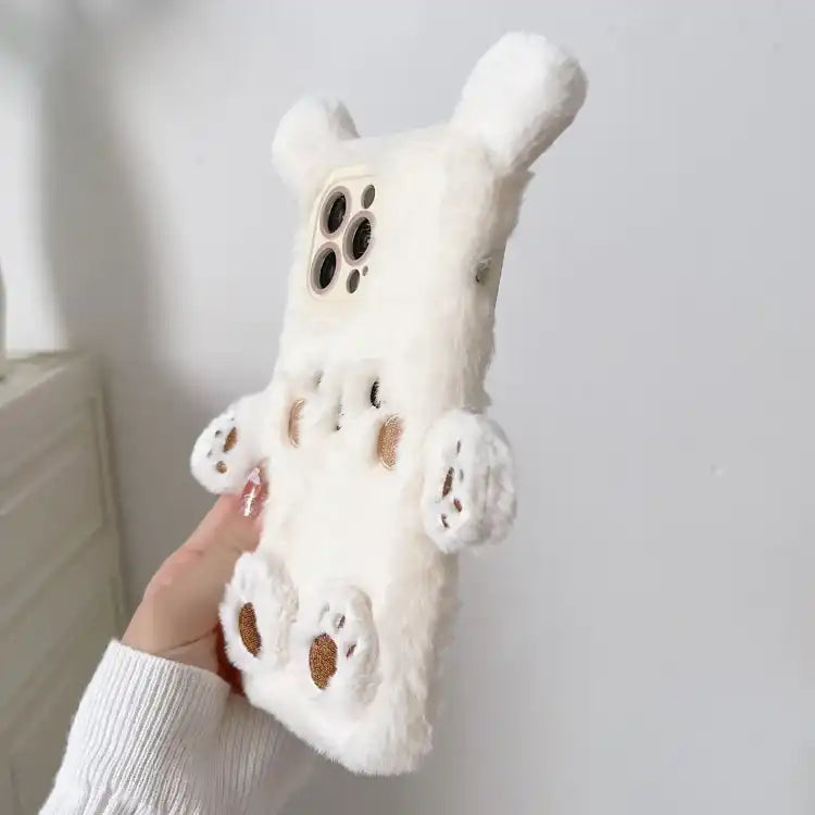 3D Smiling Little Bear Plush Phone Case