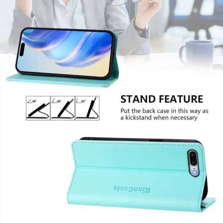 RC01 Dual-Folded Magnetic Suction RFID Leather Phone Case