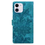 Lace Floral Embossed Magnetic Buckle PU Phone Case With Wrist Strap