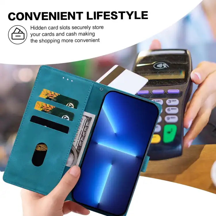 Lace Floral Embossed Magnetic Buckle PU Phone Case With Wrist Strap