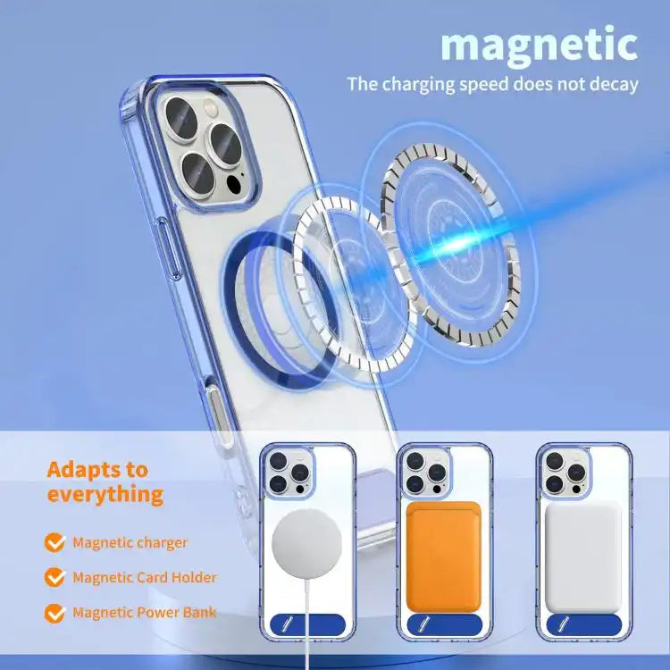 Clear PC Hybrid TPU MagSafe Phone Case with Holder