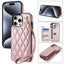Rhombic Dual Buckle Card Slots Phone Case with Lanyard