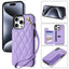 Rhombic Dual Buckle Card Slots Phone Case with Lanyard