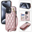 Rhombic Dual Buckle Card Slots Phone Case with Lanyard