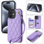 Rhombic Dual Buckle Card Slots Phone Case with Lanyard