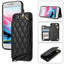 Rhombic Dual Buckle Card Slots Phone Case with Lanyard