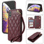 Rhombic Dual Buckle Card Slots Phone Case with Lanyard