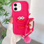 Cartoon Sausage Mouth TPU Phone Case with Bead Chain