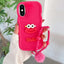 Cartoon Sausage Mouth TPU Phone Case with Bead Chain