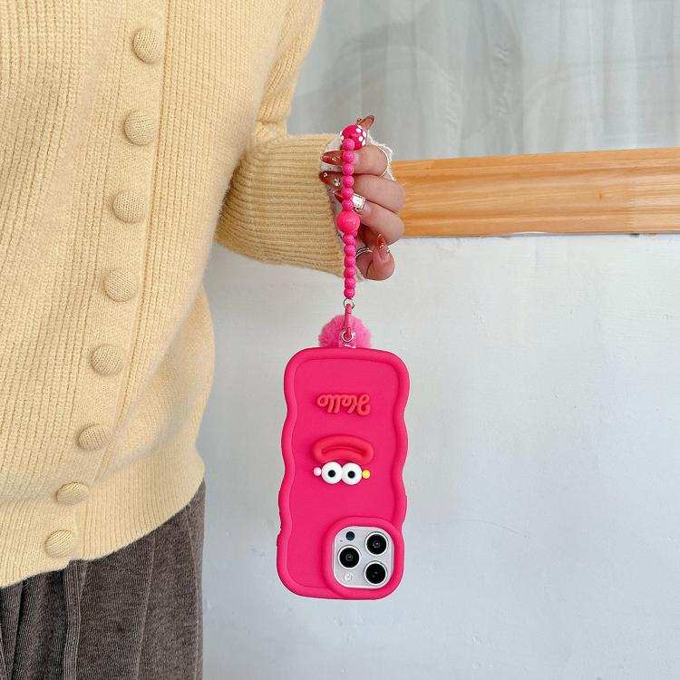 Cartoon Sausage Mouth TPU Phone Case with Bead Chain
