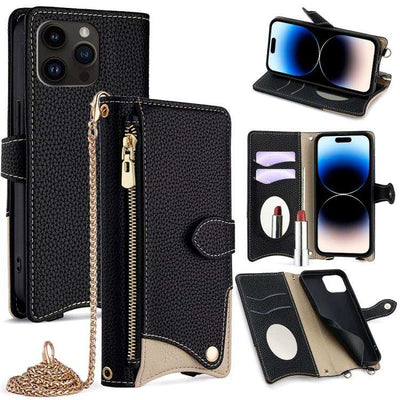 Crossbody Chain Fishtail Litchi Leather Phone Case