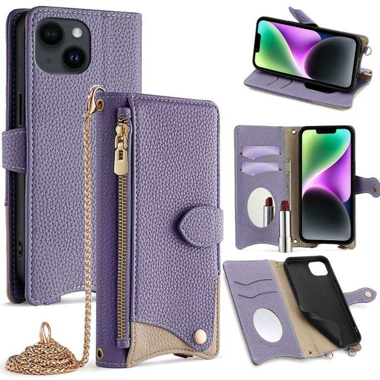 Crossbody Chain Fishtail Litchi Leather Phone Case