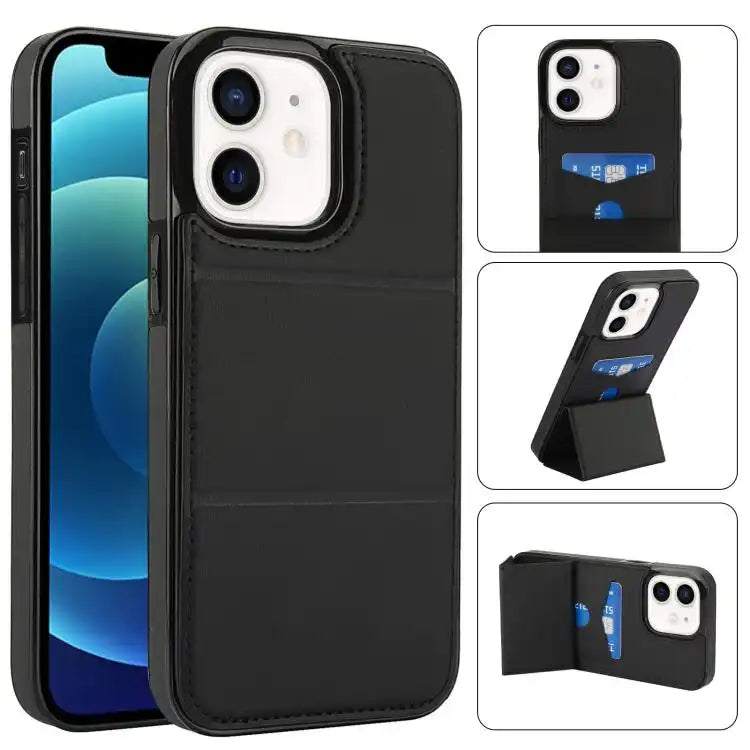 Tri-fold Holder Leather Phone Case with Card Slot