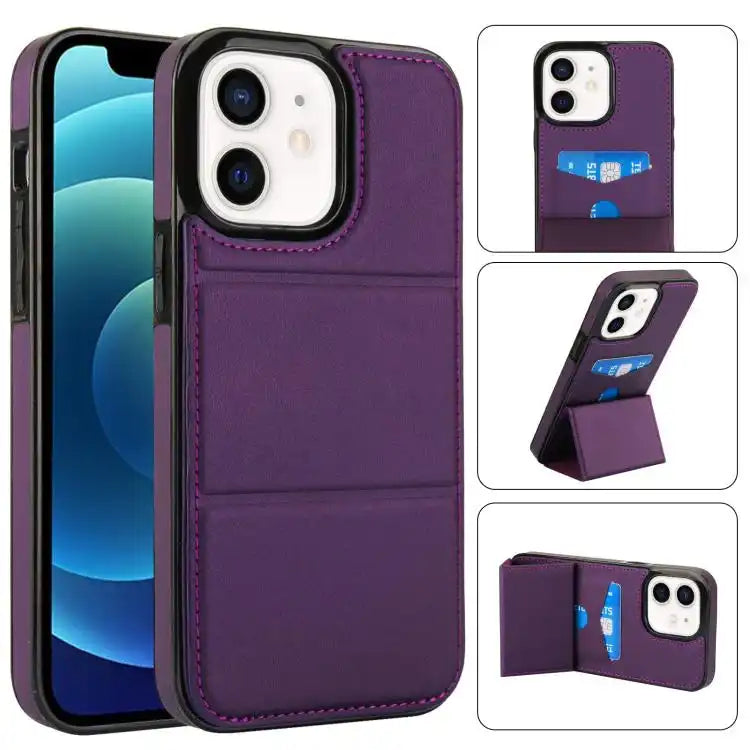 Tri-fold Holder Leather Phone Case with Card Slot