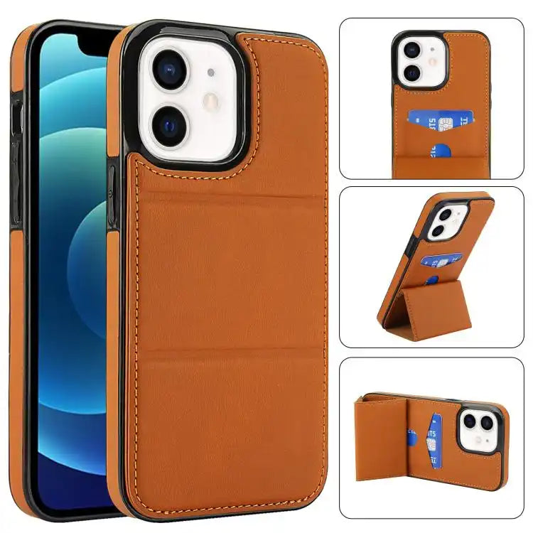 Tri-fold Holder Leather Phone Case with Card Slot