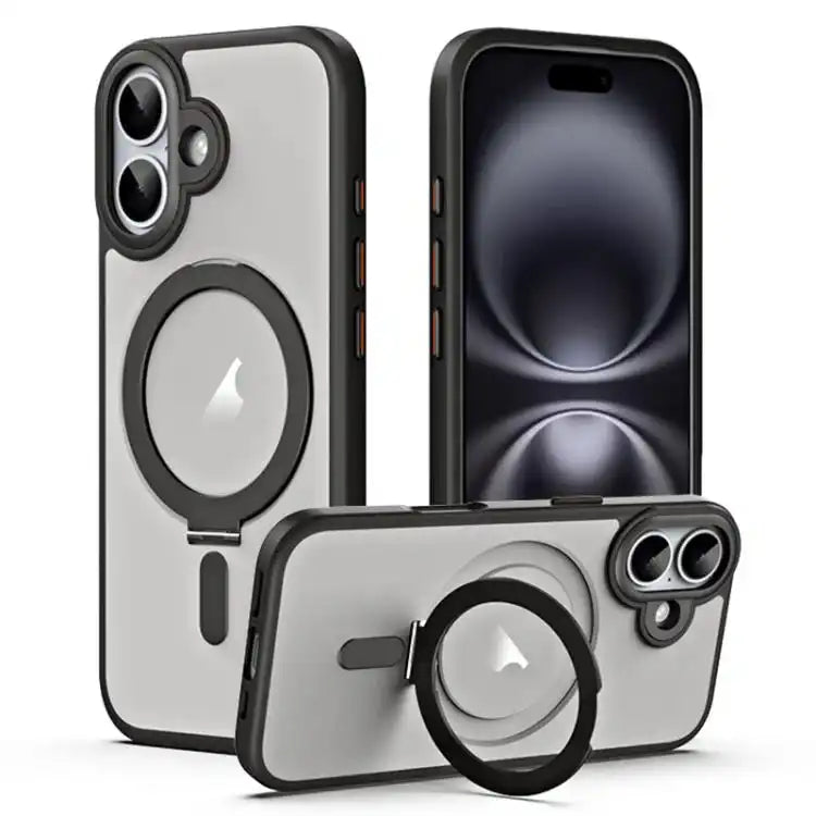 Airbag MagSafe Shockproof Frosted Phone Case with Fold Holder