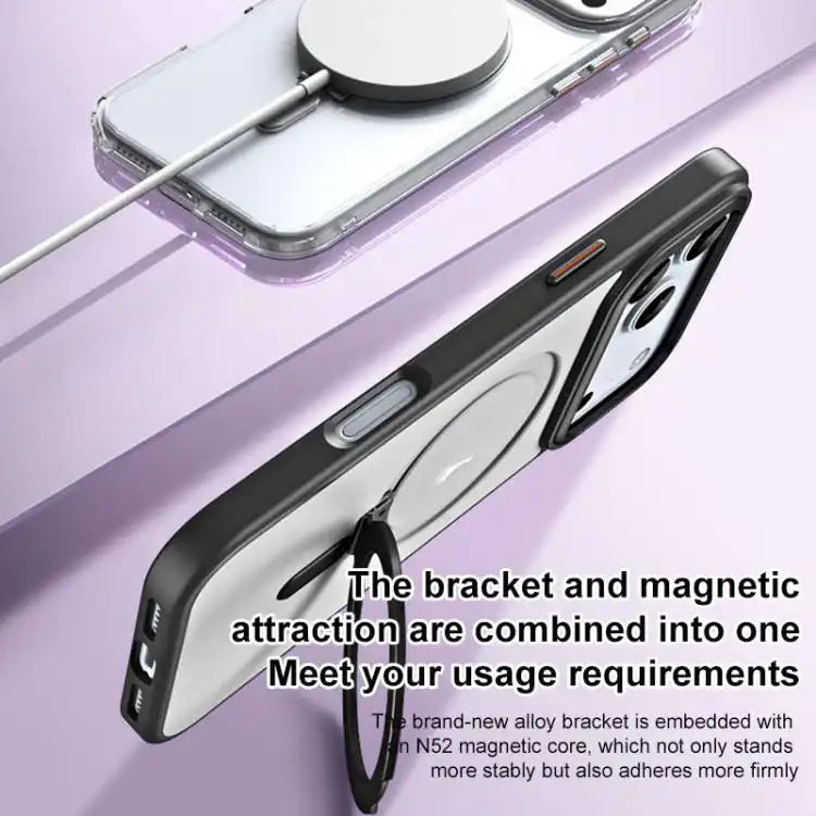 Airbag MagSafe Shockproof Frosted Phone Case with Fold Holder