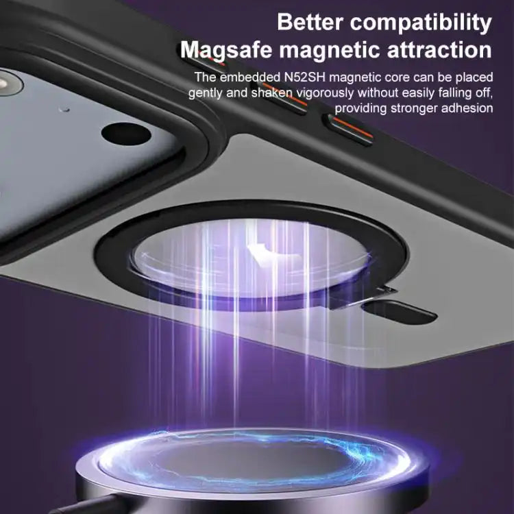 Airbag MagSafe Shockproof Frosted Phone Case with Fold Holder