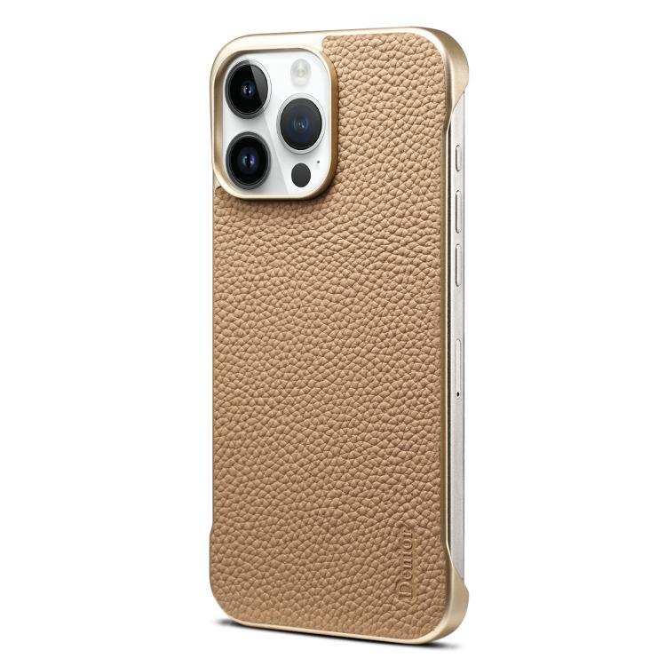Denior A20 Genuine Leather Litchi Texture MagSafe Frameless Phone Case