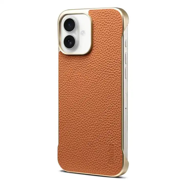 Denior A20 Genuine Leather Litchi Texture MagSafe Frameless Phone Case