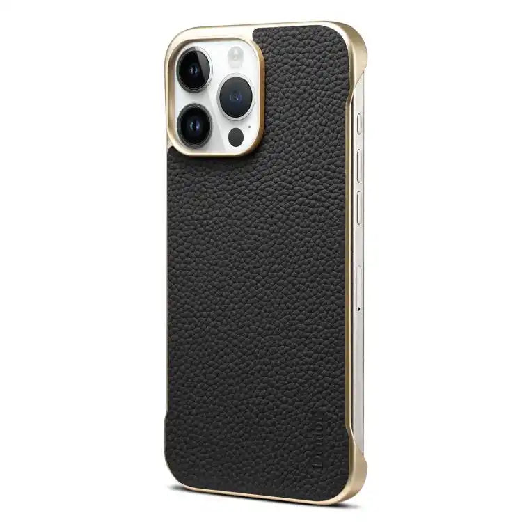 Denior A20 Genuine Leather Litchi Texture MagSafe Frameless Phone Case