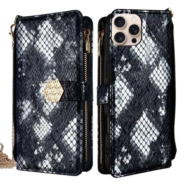 Crossbody Handle Snake Texture Leather Phone Case