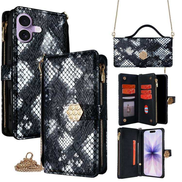 Crossbody Handle Snake Texture Leather Phone Case