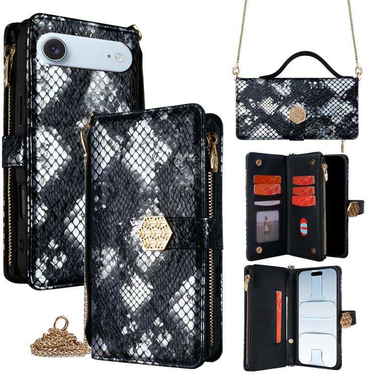 Crossbody Handle Snake Texture Leather Phone Case