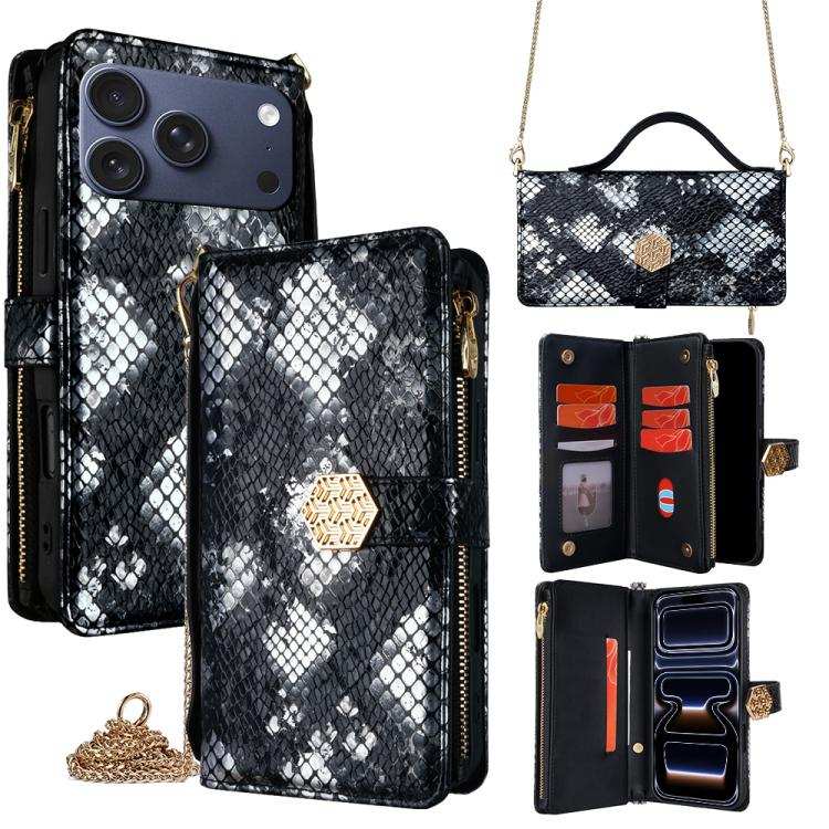 Crossbody Handle Snake Texture Leather Phone Case