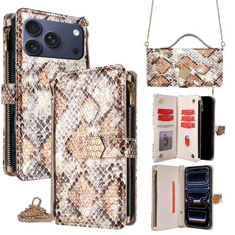 Crossbody Handle Snake Texture Leather Phone Case