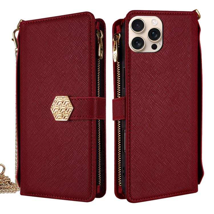 Crossbody Handle Cross Texture Leather Phone Case