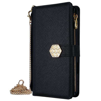 Crossbody Handle Cross Texture Leather Phone Case