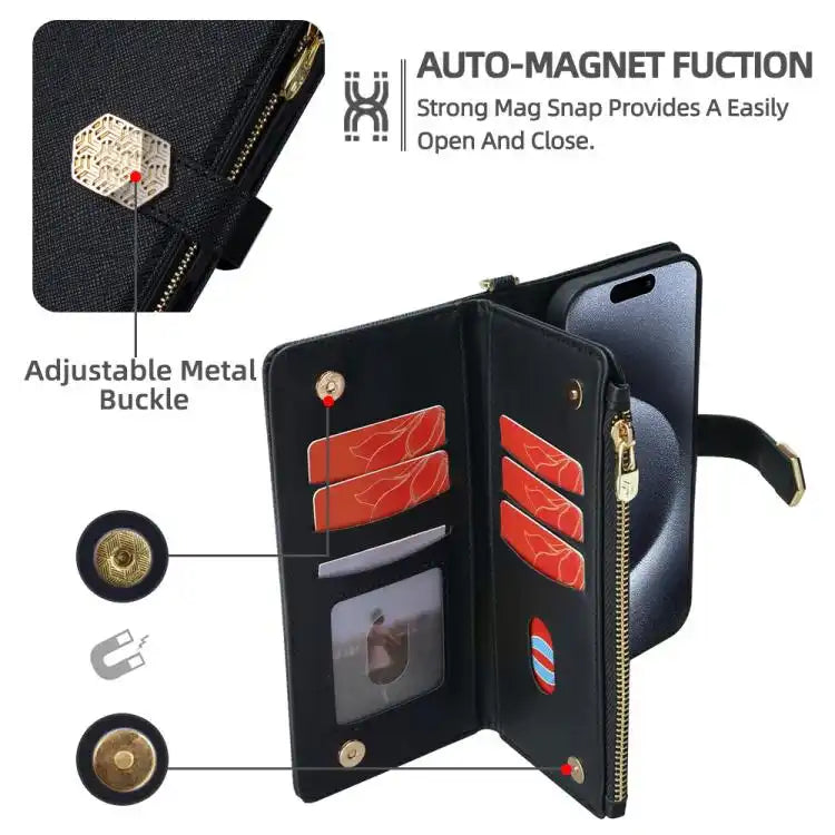 Crossbody Handle Cross Texture Leather Phone Case