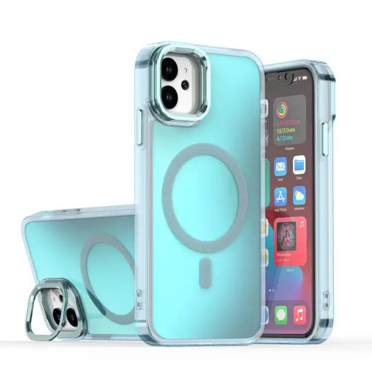 Plating Gradient Discolor MagSafe Phone Case with Holder