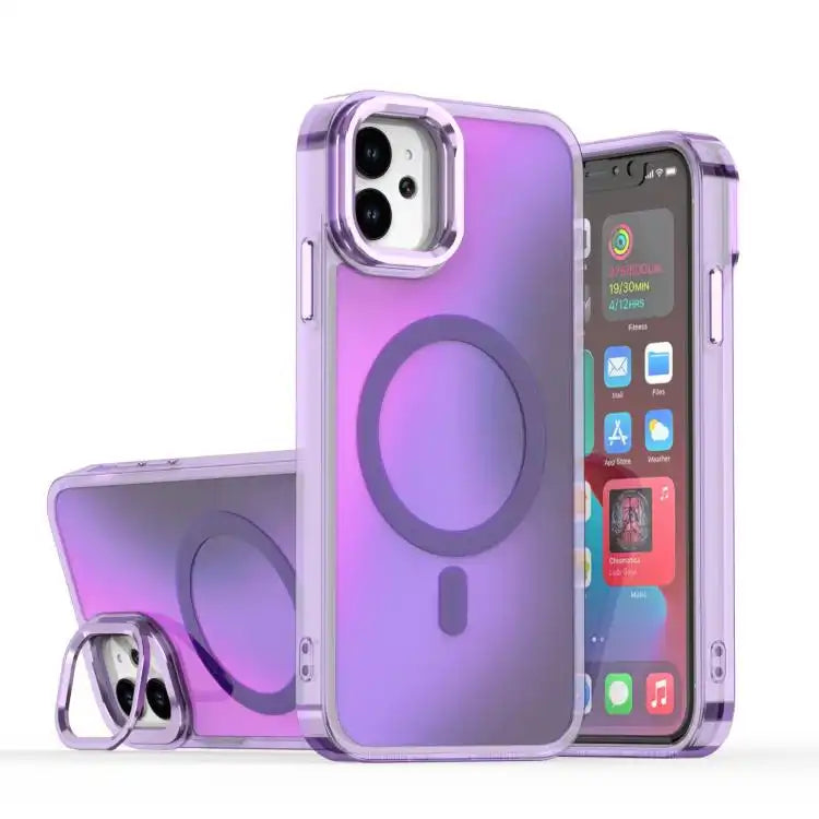 Plating Gradient Discolor MagSafe Phone Case with Holder