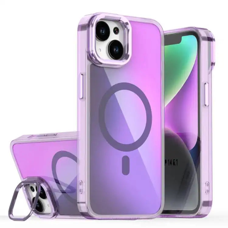 Plating Gradient Discolor MagSafe Phone Case with Holder