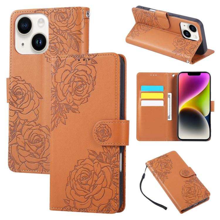 Rose Flower Embossed 3-Card Slots Leather Phone Case