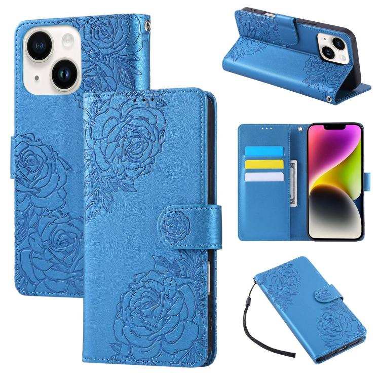 Rose Flower Embossed 3-Card Slots Leather Phone Case