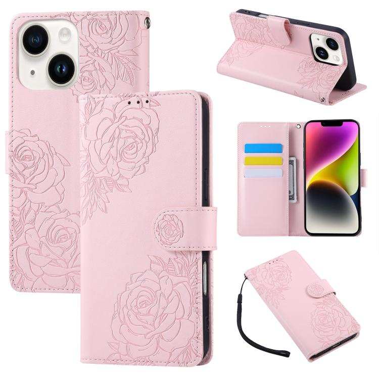 Rose Flower Embossed 3-Card Slots Leather Phone Case