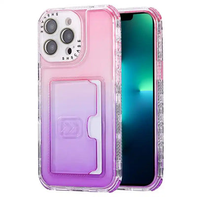 Gradient Color TPU + PC Card Slot Full Coverage Phone Case