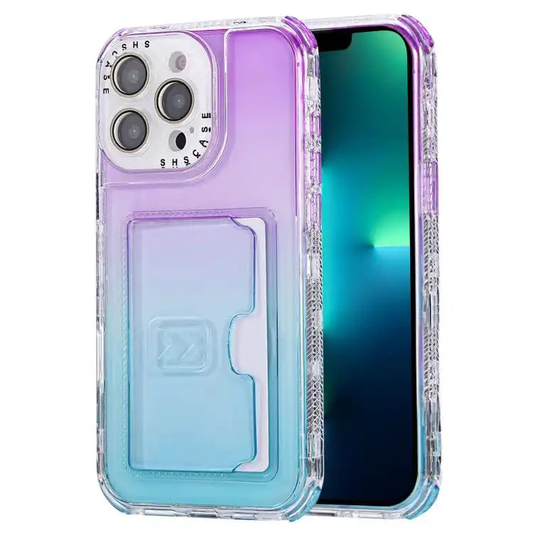 Gradient Color TPU + PC Card Slot Full Coverage Phone Case