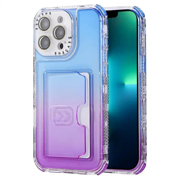 Gradient Color TPU + PC Card Slot Full Coverage Phone Case
