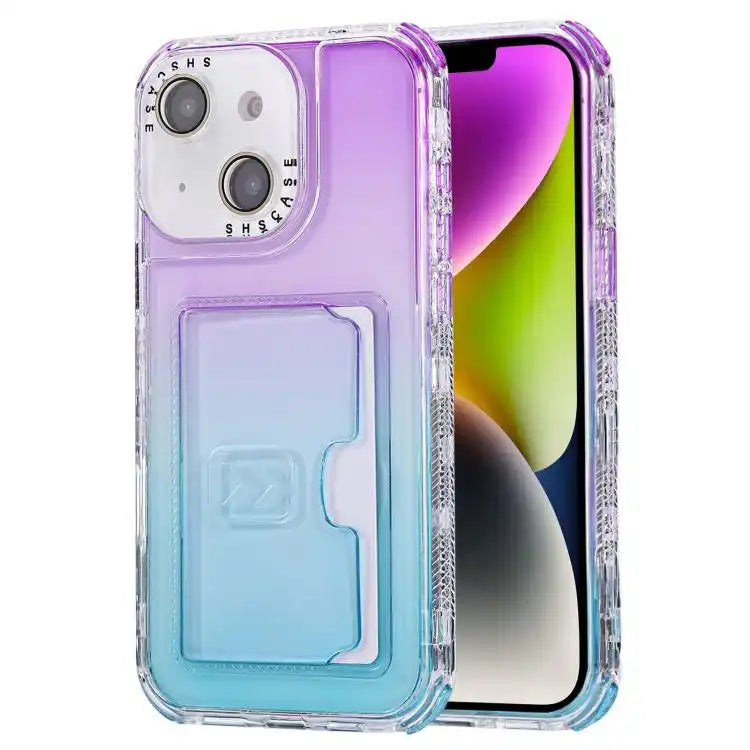 Gradient Color TPU + PC Card Slot Full Coverage Phone Case